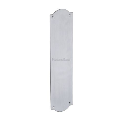 Heritage Brass Shaped Fingerplate (305mm x 77mm), Satin Chrome Finish
