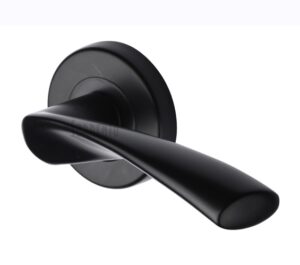 M Marcus Sorrento Treviso Door Handles On Round Rose, Matt Black  (sold in pairs)
