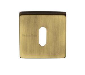 Heritage Brass Standard Square Key Escutcheon, Antique Brass