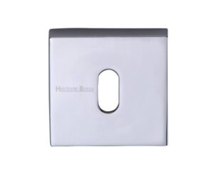 Heritage Brass Standard Square Key Escutcheon, Polished Chrome