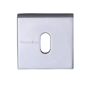 Heritage Brass Standard Square Key Escutcheon, Polished Chrome
