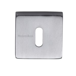 Heritage Brass Standard Square Key Escutcheon, Satin Chrome