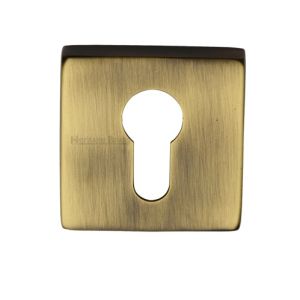Heritage Brass Euro Profile Square Key Escutcheon, Antique Brass