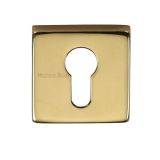 Heritage Brass Euro Profile Square Key Escutcheon, Polished Brass