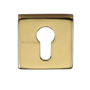 Heritage Brass Euro Profile Square Key Escutcheon, Polished Brass