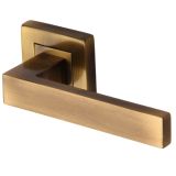 Heritage Brass Delta SQ Antique Brass Door Handles On Square Rose (sold in pairs)