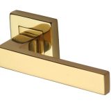 Heritage Brass Delta SQ Polished Brass Door Handles On Square Rose  (sold in pairs)