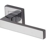 Heritage Brass Delta SQ Polished Chrome Door Handles On Square Rose  (sold in pairs)