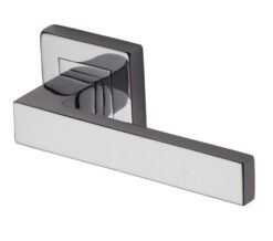 Heritage Brass Delta SQ Polished Chrome Door Handles On Square Rose  (sold in pairs)
