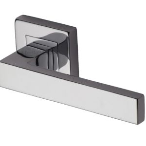 Heritage Brass Delta SQ Polished Chrome Door Handles On Square Rose  (sold in pairs)
