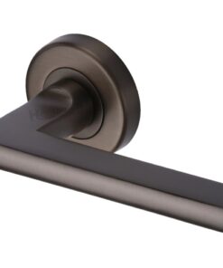 Heritage Brass Trident Matt Bronze Door Handles On Round Rose (sold in pairs)