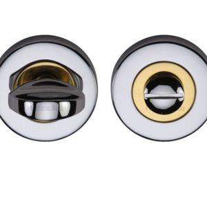 Heritage Brass Round 53mm Diameter Turn & Release, Dual Finish – Polished Chrome With Polished Brass