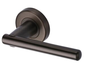 Heritage Brass Challenger Matt Bronze Door Handles On Round Rose