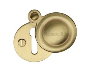 Heritage Brass Standard Round Covered Key Escutcheon, Satin Brass -