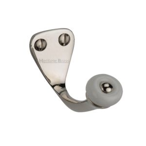 Heritage Brass Single Robe Hook (45mm Height), Polished Nickel