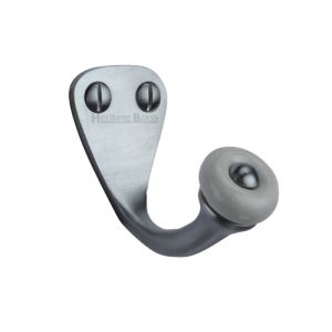 Heritage Brass Single Robe Hook (45mm Height), Satin Chrome