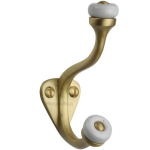 Heritage Brass Large Hat & Coat Hook (93mm Height), Satin Brass