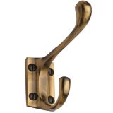 Heritage Brass Hat & Coat Hook (86mm Projection), Antique Brass
