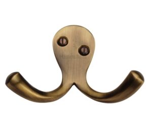 Heritage Brass Double Robe Hook (64mm Width), Antique Brass