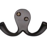 Heritage Brass Double Robe Hook (64mm Width), Matt Bronze