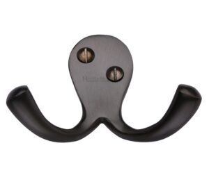 Heritage Brass Double Robe Hook (64mm Width), Matt Bronze