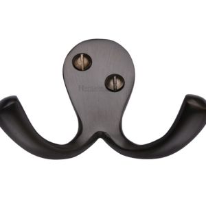 Heritage Brass Double Robe Hook (64mm Width), Matt Bronze