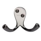 Heritage Brass Double Robe Hook (64mm Width), Polished Nickel
