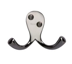 Heritage Brass Double Robe Hook (64mm Width), Polished Nickel