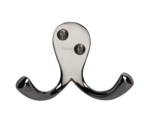 Heritage Brass Double Robe Hook (64mm Width), Polished Nickel