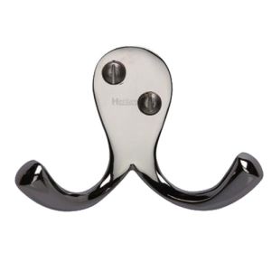 Heritage Brass Double Robe Hook (64mm Width), Polished Nickel