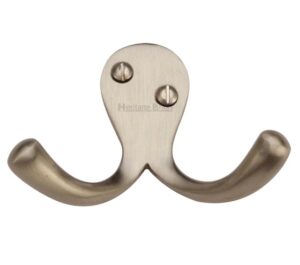 Heritage Brass Double Robe Hook (64mm Width), Satin Nickel