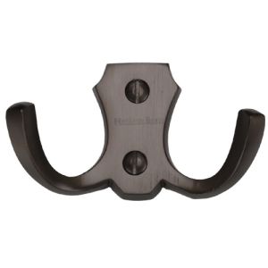 Heritage Brass Double Robe Hook (78mm Width), Matt Bronze