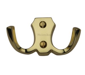 Heritage Brass Double Robe Hook (78mm Width), Polished Brass