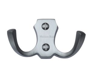 Heritage Brass Double Robe Hook (78mm Width), Satin Chrome