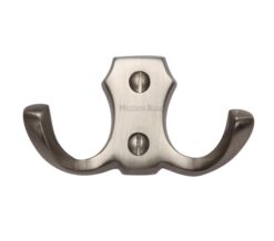 Heritage Brass Double Robe Hook (78mm Width), Satin Nickel -