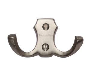 Heritage Brass Double Robe Hook (78mm Width), Satin Nickel