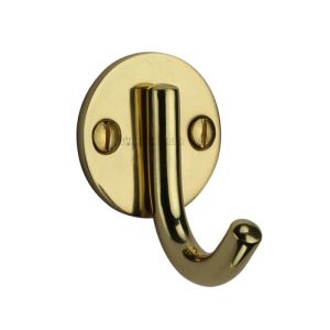 Heritage Brass Modern Single Robe Hook (52mm Height), Polished Brass