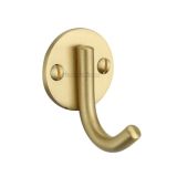 Heritage Brass Modern Single Robe Hook (52mm Height), Satin Brass