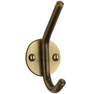 Heritage Brass Modern Hat & Coat Hook (90mm Height), Antique Brass