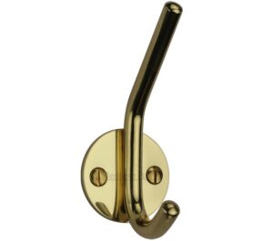 Heritage Brass Modern Hat & Coat Hook (90mm Height), Polished Brass