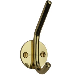 Heritage Brass Modern Hat & Coat Hook (90mm Height), Polished Brass