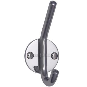 Heritage Brass Modern Hat & Coat Hook (90mm Height), Polished Chrome