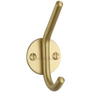 Heritage Brass Modern Hat & Coat Hook (90mm Height), Satin Brass