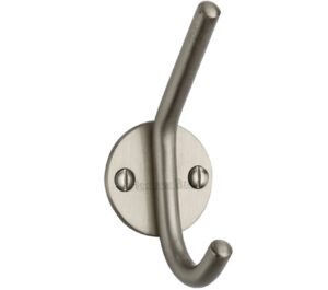 Heritage Brass Modern Hat & Coat Hook (90mm Height), Satin Nickel -