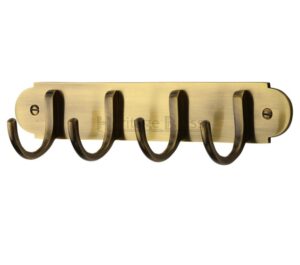 Heritage Brass Coat Hooks On Plate (223mm Width), Antique Brass