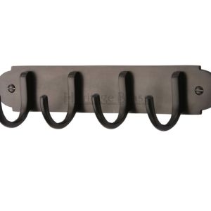 Heritage Brass Coat Hooks On Plate (223mm Width), Matt Bronze