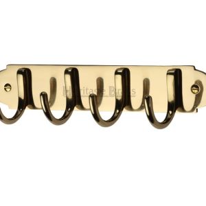 Heritage Brass Coat Hooks On Plate (223mm Width), Polished Brass