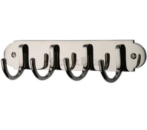 Heritage Brass Coat Hooks On Plate (223mm Width), Polished Nickel