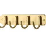 Heritage Brass Coat Hooks On Plate (223mm Width), Satin Brass