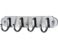 Heritage Brass Coat Hooks On Plate (223mm Width), Satin Chrome